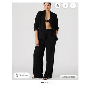 Steve Madden Black Velvet Pullon Wide Leg Hi Rise Boho Leganlook Party Pants M